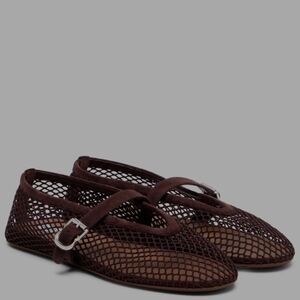Alaia Ballerina Burgundy/Dark Red Mesh Flats (Size 37.5)